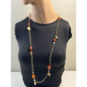 Liz Palacios Roman Coin Gemstone Necklace‎ Gold EX